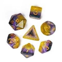 Thumbnail for 7pcs Dice Resin Layer Gold Font Non Binary Blue Purple Yellow