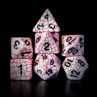 Thumbnail for Cracked Red on White Acrylic - 7pcs RPG Full Dice Set Dark Stack