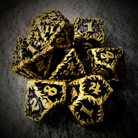 Thumbnail for 7pcs Dice Metal Druid Vine Gold Font Black