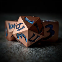 Thumbnail for Blue Font in Copper Metal - 7pcs RPG Dice Set