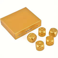 Thumbnail for 5pcs D6 Dice Metal Aluminium 16mm Box Rounded Black Font Gold