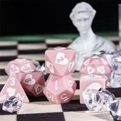 7pcs Dice Resin Pattern Hearts White Font Pink