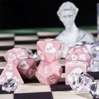 Thumbnail for 7pcs Dice Resin Pattern Hearts White Font Pink