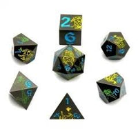 Thumbnail for Green & Yellow in Nickel Metal - 7pcs RPG Dice Set