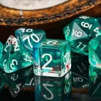 Thumbnail for 7pcs Dice Resin Swirl White Font Clear Blue Multicolour