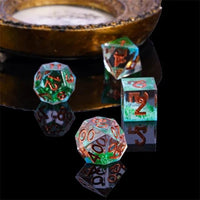 Thumbnail for Moss in Layered Blue & Clear Sharp Resin - 7pcs RPG Dice Set