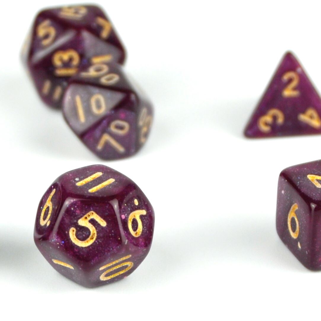 Glitter in Plum Acrylic - 7pcs RPG Mini Dice Set