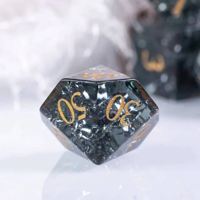 Cracked Black Glass - 7pcs RPG Dice Set