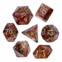 Thumbnail for 7pcs Dice Resin Swirl White Font Clear Red