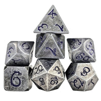 Thumbnail for Silver Metal with Purple Dragon Font - 7pcs RPG Dice Set