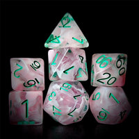 Thumbnail for Pink Swirl in Clear Resin - 7pcs RPG Full Dice Set