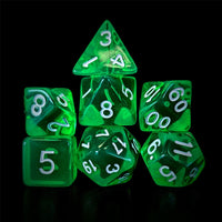 Thumbnail for Clear Green Acrylic - 7pcs RPG Full Dice Set Dark stack