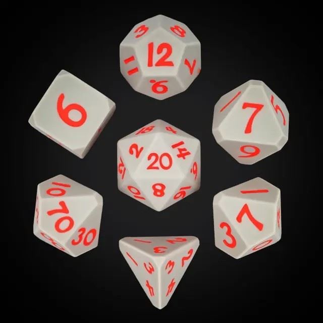 Red on Solid Grey Silicone - 7pcs RPG Full Dice Set