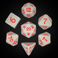 Thumbnail for Red on Solid Grey Silicone - 7pcs RPG Full Dice Set