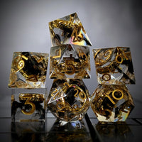 Thumbnail for Gold Ring in Black & Clear Filled Sharp Resin - 7pcs RPG Dice Set