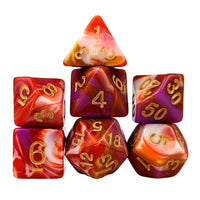 Thumbnail for 7pcs Dice Acrylic Blend Gold Font Pink Red White