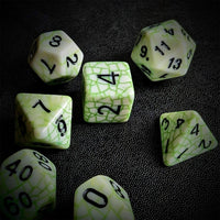 Thumbnail for Cracked Green on White Acrylic - 7pcs RPG Full Dice Set