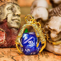 Thumbnail for Blue & Gold Acrylic in Metal Claw - D20 Keyring