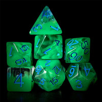 Thumbnail for Green Swirl in Clear Resin - 7pcs RPG Full Dice Set