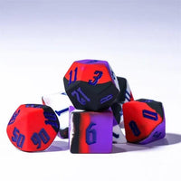 Thumbnail for Red & white Layered Silicone - 7pcs RPG Full Dice Set