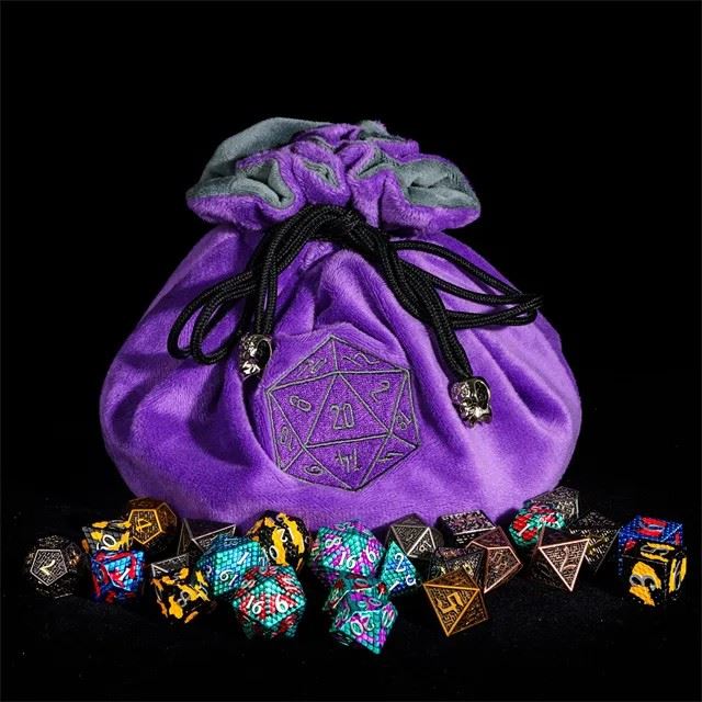 Purple Bag with Compartments - Soft Dice Storage