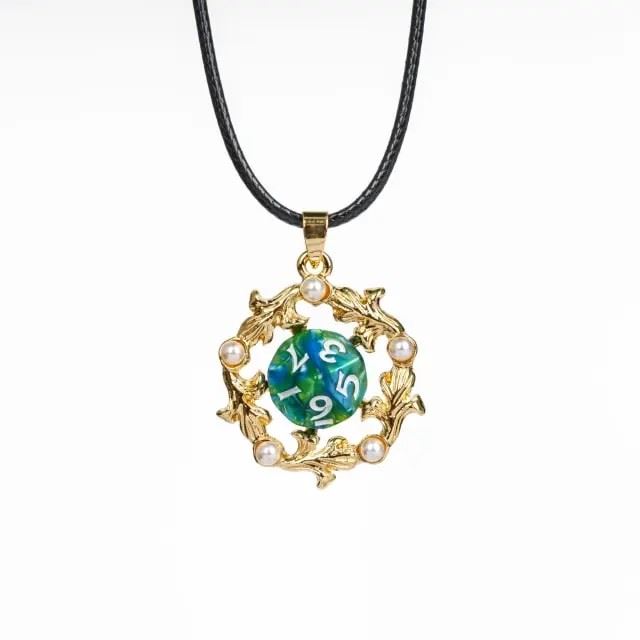 Blue & Green with Gold Chain D10 Necklace