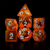 Thumbnail for Clear Orange Acrylic - 7pcs RPG Full Dice Set Dark Stack