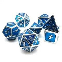 Thumbnail for Blue Enamel in Silver Metal - 7pcs RPG Dice Set