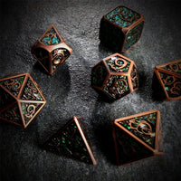 Thumbnail for Glitter Pink Enamel in Copper Metal - 7pcs RPG Dice Set