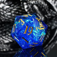 Thumbnail for Candy in Blue with White Foil Sharp Resin - D20 RPG Dice