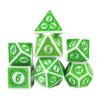 Thumbnail for Green Lattice on White Acrylic - 7pcs RPG Full Dice Set White Stack