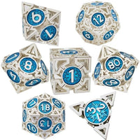Thumbnail for 7pcs Dice Metal Hollow Arrow Silver Blue