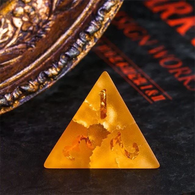 Cracked & Frosted Orange Glass - 7pcs RPG Dice Set