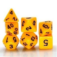 Thumbnail for 7pcs Dice Acrylic Blend Black Font Solid Yellow