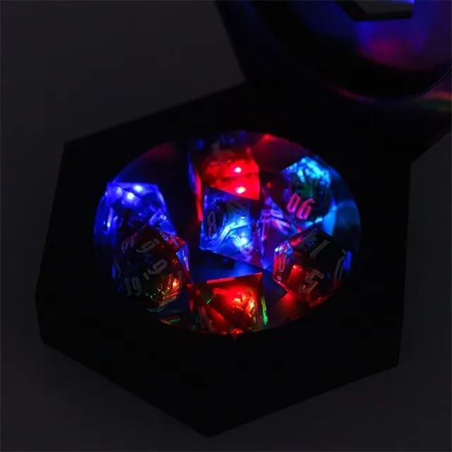 Multicoloured Sharp LED - 7pcs RPG Dice Set