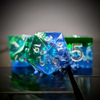 Thumbnail for 7pcs Dice Sharp Filled Silver Font Foil Green Blue