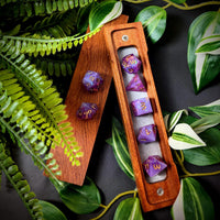 Thumbnail for Candy in Purple & White with Copper Foil Sharp Resin - 7pcs RPG Dice Set
