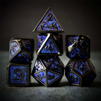 Thumbnail for Glitter Blue Enamel in Black Metal - 7pcs RPG Dice Set