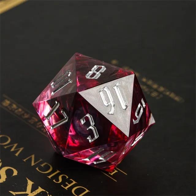 Red Swirl in Red & Clear Sharp Resin - D20 RPG Dice