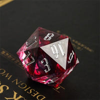 Thumbnail for Red Swirl in Red & Clear Sharp Resin - D20 RPG Dice