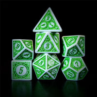 Thumbnail for Green Lattice on White Acrylic - 7pcs RPG Full Dice Set Dark Stack