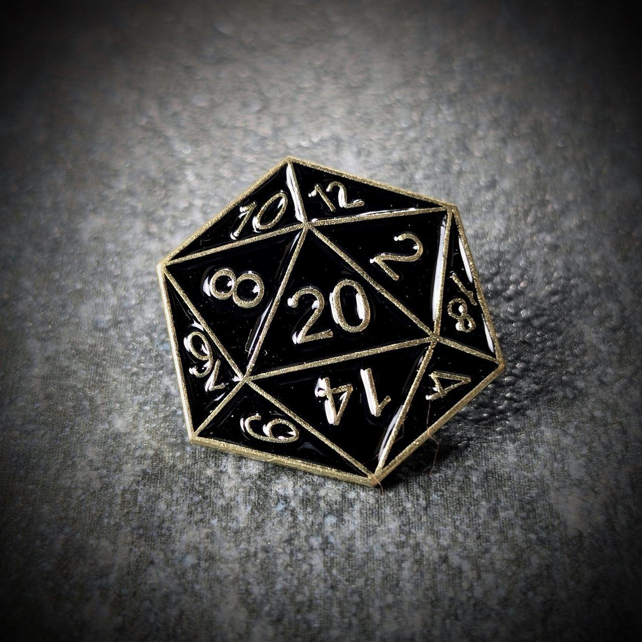 Black & Gold D20 Pin - Novelty