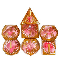 Thumbnail for 7pcs Dice Sharp Filled Mimic Gold Font Clear Tan