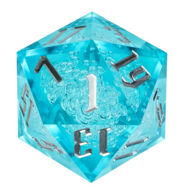 Bubbles in Blue & Clear Sharp Acrylic with Box - D20 RPG Dice