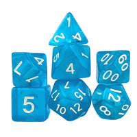 Thumbnail for Clear Blue Acrylic - 7pcs RPG Full Dice Set White Stack