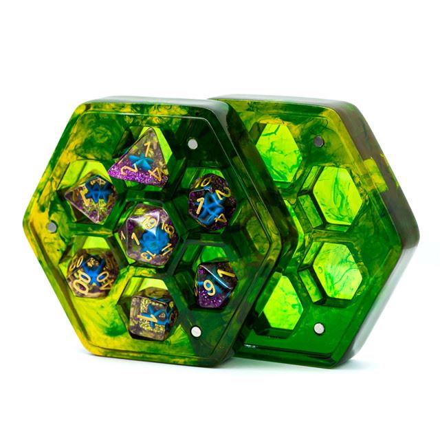 Yellow & Green Resin with 7 Slots - Dice Storage