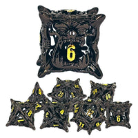 Thumbnail for 7pcs Dice Metal Hollow Monster Teeth Gold Font Black