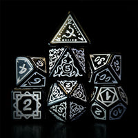 Thumbnail for White Vines on Black Acrylic - 7pcs RPG Full Dice Set