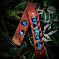 Thumbnail for 7pcs RPG Full Dice Set - Black Pattern on Blue Resin