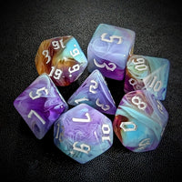 Thumbnail for Blend of Sky Blue & Purple Acrylic - 7pcs RPG Full Dice Set Top